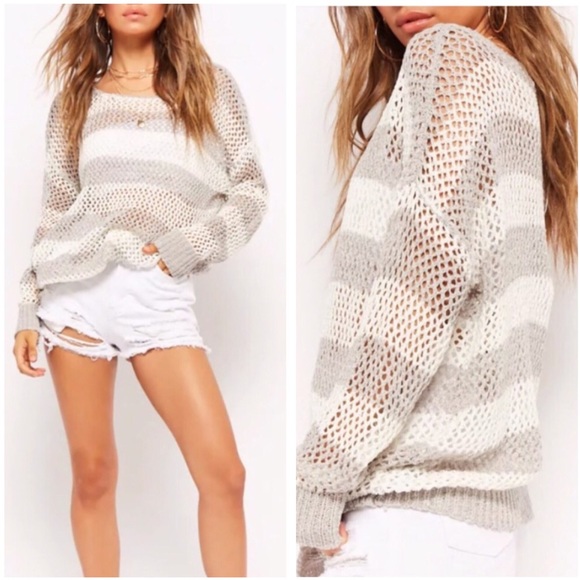 Haute Ellie Sweaters - Open Knit Wide Stripe Sweater